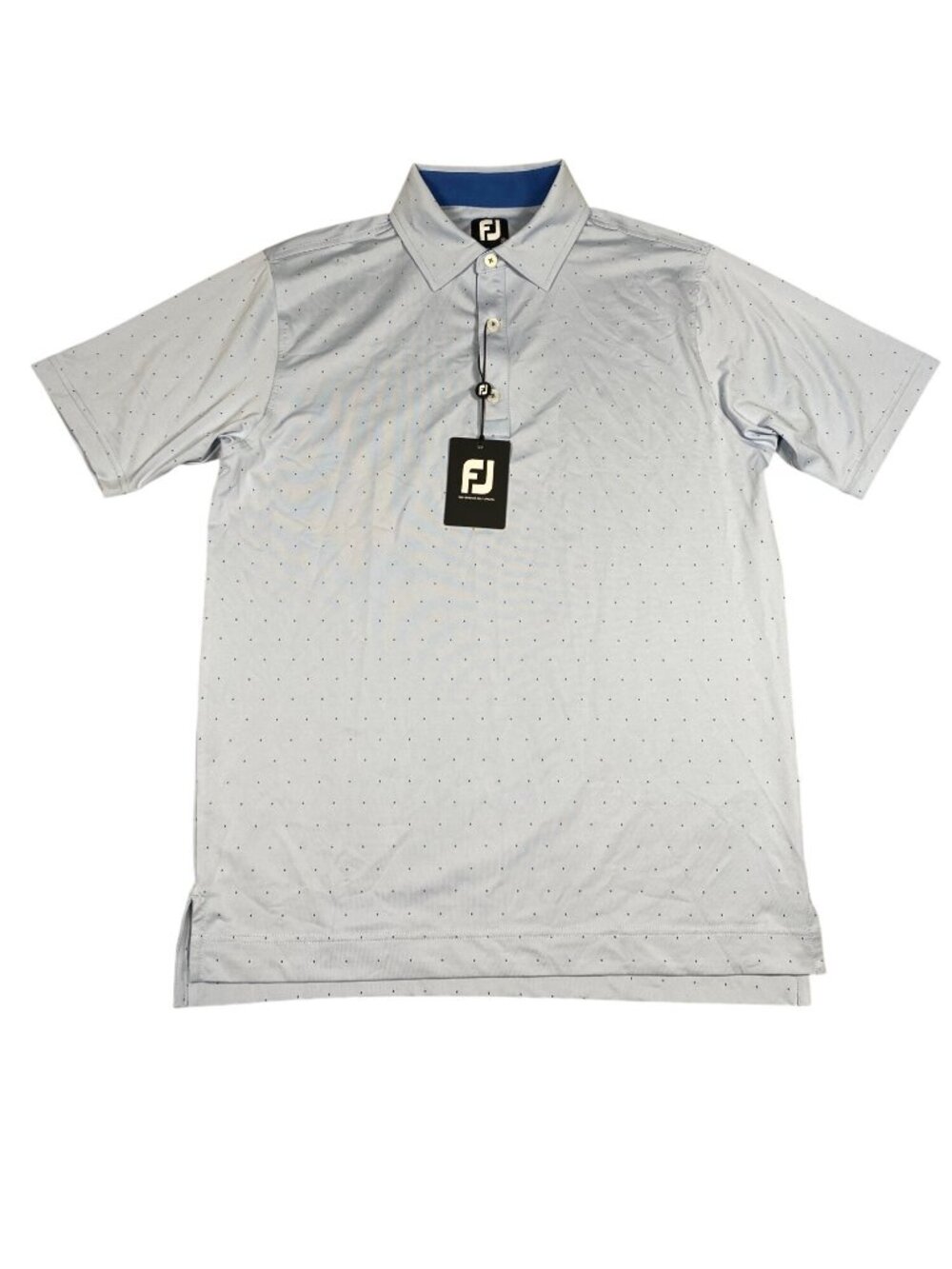 FootJoy Mens Performance Golf Polo Shirt Small Blue Dot Pattern Polyester NWT
